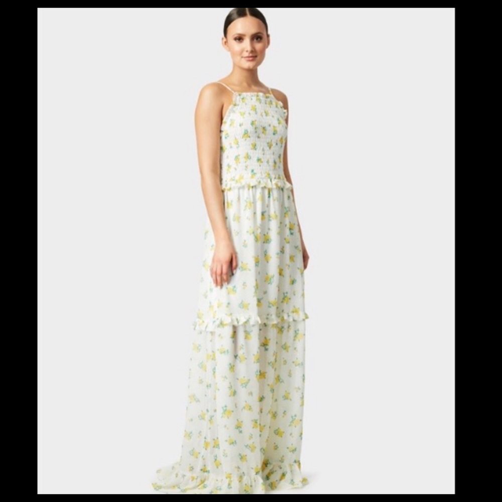 Betsey Johnson Lemon Drop Floral Maxi Dress Sz 4